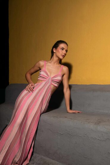 VESTIDO RAYAS ROSADAS